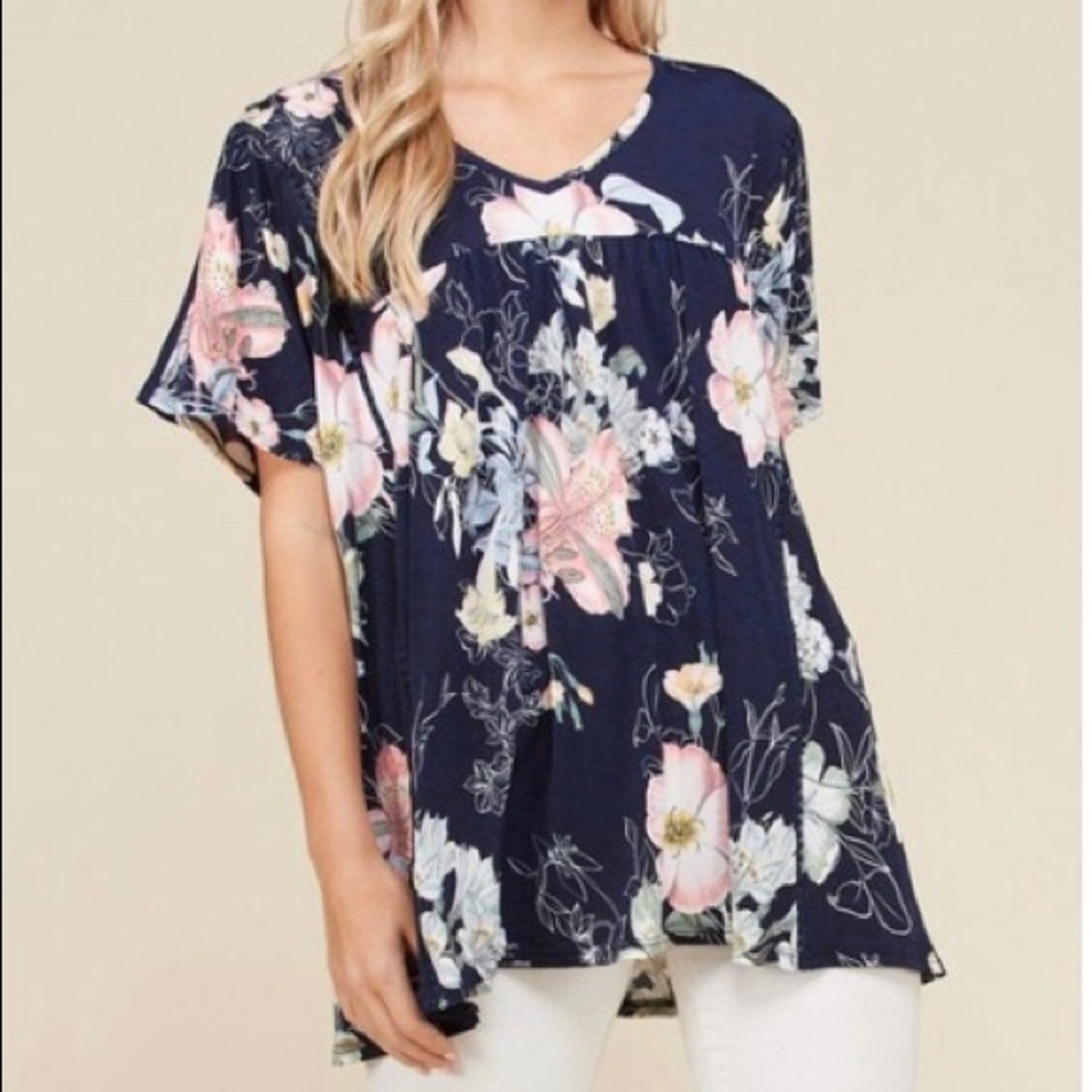 Navy Floral Swing Tunic